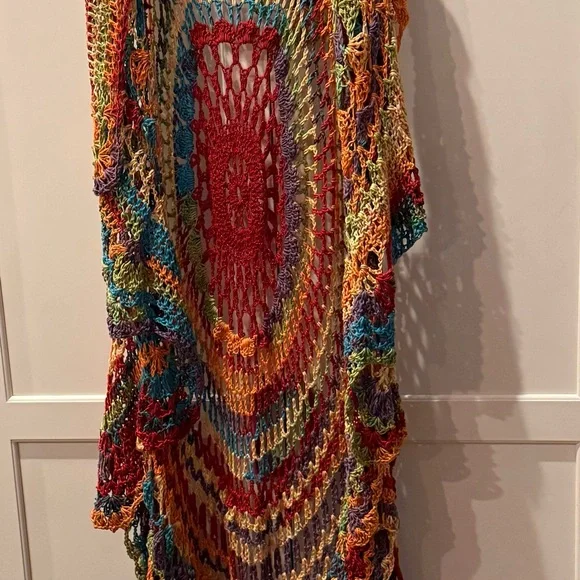 Colorful Crochet Women's Cape - Picture 2 of 5